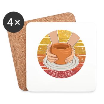 Rétro Poterie Pro Roue Hobby Lover Poterie - Dessous de verre (lot de 4) - blanc - Devant