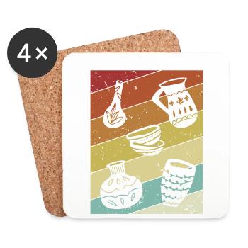 Rétro Hobby Pottery Pro Wheel Lover Pottery - Dessous de verre (lot de 4) - blanc - Devant