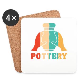 Rétro Pottery Hobby Pottery Pro Wheel Lover - Dessous de verre (lot de 4) - blanc - Devant