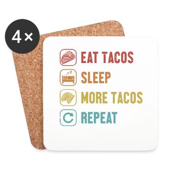 Eat Sleep Tacos Repeat Hard Shell Al Pastor - Coasters (set of 4) - white - Front