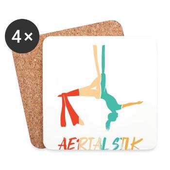 Rétro Aerialist Gymnastique Danse Aérienne de Yoga - Dessous de verre (lot de 4) - blanc - Devant