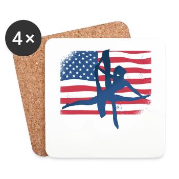American Flag Aerialist Gymnastics Aerial Yoga - Coasters (set of 4) - white - Front