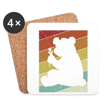 Retro Pandabär Ailuropoda Melanoleuca Freund - Untersetzer (4er-Set) - Weiß - Vorne