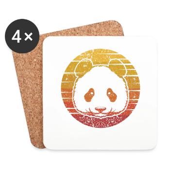 Retro Panda Bear Ailuropoda Melanoleuca Ami - Dessous de verre (lot de 4) - blanc - Devant