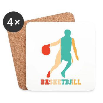 Retro Basketballspieler Basketballer Basketball - Untersetzer (4er-Set) - Weiß - Vorne