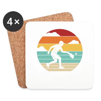 Retro Pickleball Player Pickleball Professional Pickleball - Coasters (set of 4) - white - Front