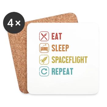 Eat Sleep Spaceflight Repeat Taikonaut Cosmonaut - Coasters (set of 4) - white - Front