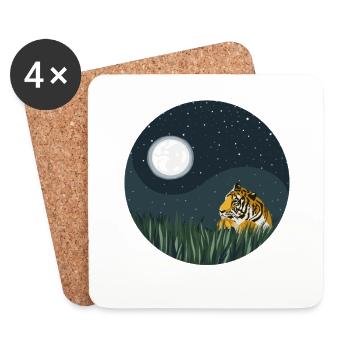 Raubkatze Königstiger Wildkatze Sibirischer Tiger - Untersetzer (4er-Set) - Weiß - Vorne