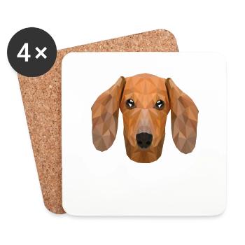 Polygon Dachshund Teckel Hund Hundebesitzer Dackel - Untersetzer (4er-Set) - Weiß - Vorne