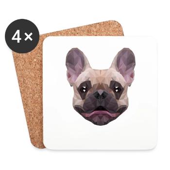 Polygon Hund Vierbeiner Wauwau Französische - Untersetzer (4er-Set) - Weiß - Vorne