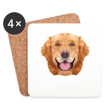 Polygon Wauwau mâle ami à quatre pattes Golden Retriever - Dessous de verre (lot de 4) - blanc - Devant