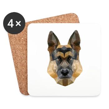 Polygon Hund Vierbeiner Wauwau Deutscher - Untersetzer (4er-Set) - Weiß - Vorne
