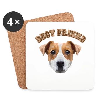 Meilleur ami JRT Chien à quatre pattes Jack Russell - Dessous de verre (lot de 4) - blanc - Devant