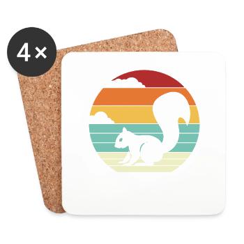 Retro Grey Squirrel Fox Squirrel - Coasters (set of 4) - white - Front