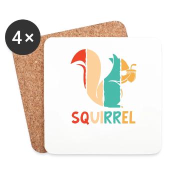 Retro Grey Squirrel Fox Squirrel - Coasters (set of 4) - white - Front