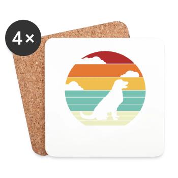 Retro Wauwau Mâle Chien à quatre pattes Chien Propriétaire Chien - Dessous de verre (lot de 4) - blanc - Devant