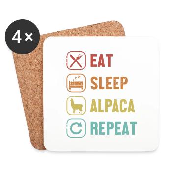 Eat Sleep Alpaca Repeat Pako Lama Huacaya Alpaka - Untersetzer (4er-Set) - Weiß - Vorne