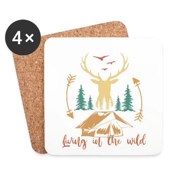 Living in the Wild Tents Glamping Campsite - Coasters (set of 4) - white - Front
