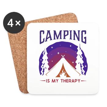 Le camping est mon camping de glamping thérapeutique - Dessous de verre (lot de 4) - blanc - Devant
