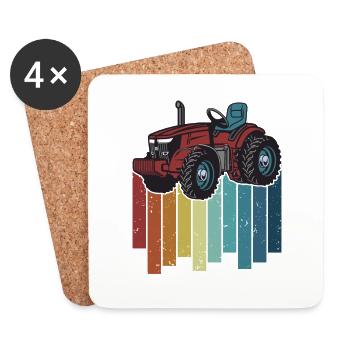 Retro Farmer Agriculture Organic Farmer Agricultural Economist - Coasters (set of 4) - white - Front
