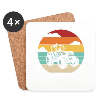 Retro agriculture organic farmer farmer agricultural economist - Coasters (set of 4) - white - Front