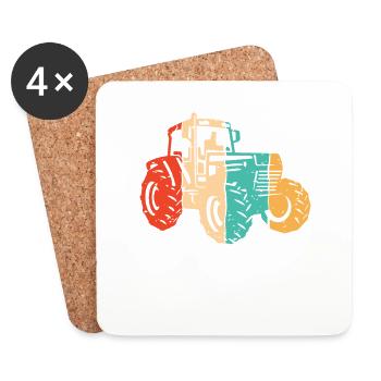 Retro Farmer Agriculture Organic Farmer Agricultural Economist - Coasters (set of 4) - white - Front