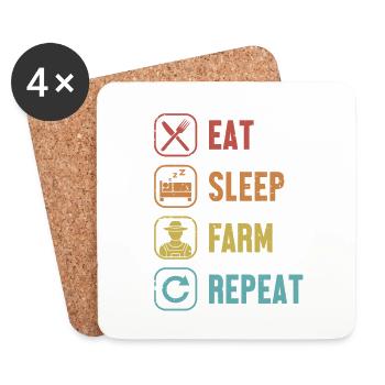 Eat Sleep Farm Repeat Biobauer Bauer - Untersetzer (4er-Set) - Weiß - Vorne