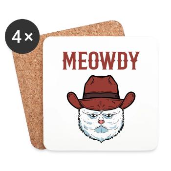 Meowdy Kätzchen Hauskatze Miezekatze - Untersetzer (4er-Set) - Weiß - Vorne