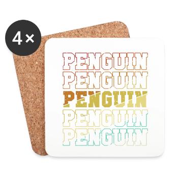 Retro Penguin Emperor Penguin Seabird - Coasters (set of 4) - white - Front