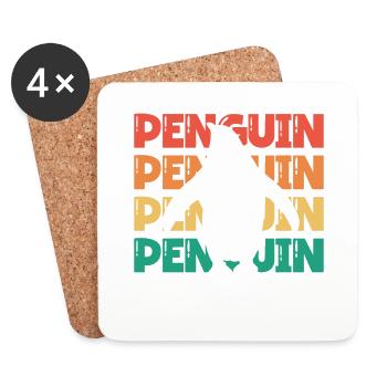 Retro Penguin Seevogel Königspinguin - Untersetzer (4er-Set) - Weiß - Vorne