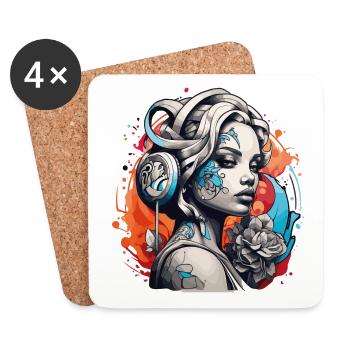 Tattoo Girl - definiere deinen eigenen Rhythmus - Untersetzer (4er-Set) - Weiß - Vorne
