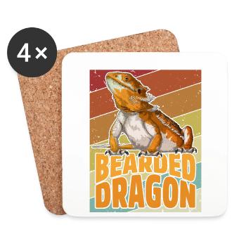 Retro Bearded Dragon Pogona Lizard Pet Owner - Coasters (set of 4) - white - Front