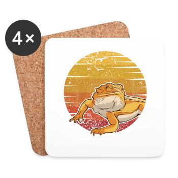 Retro Pogona Lizard Pet Owner Bearded Dragon - Coasters (set of 4) - white - Front