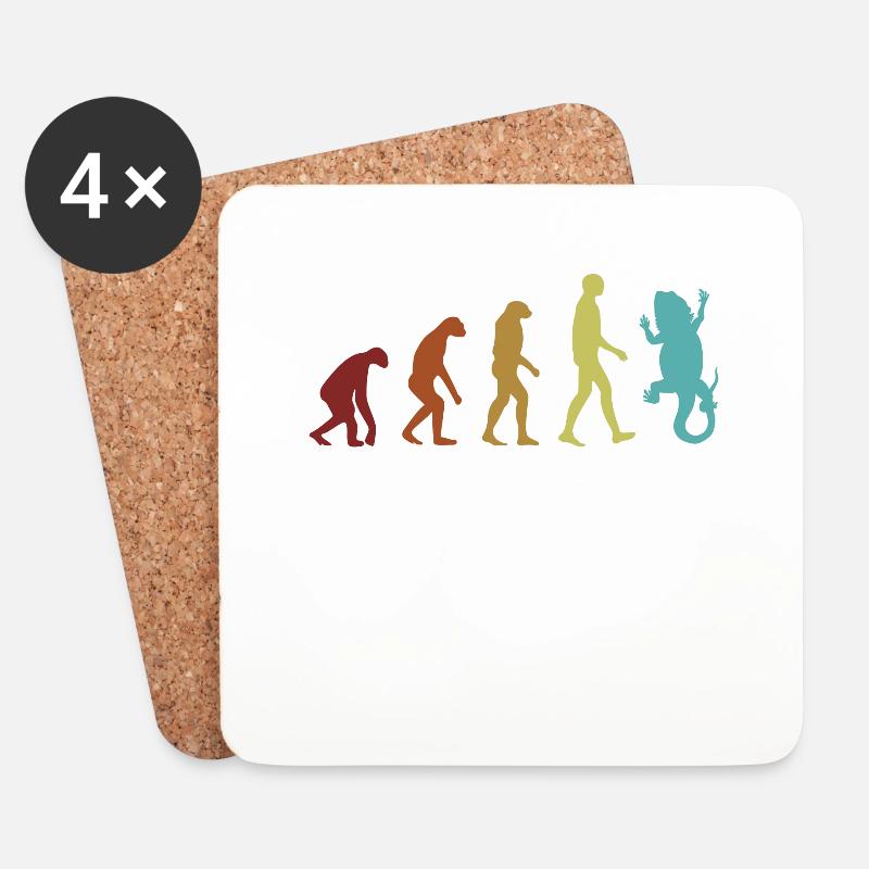 Bartagamen Evolution Pogona Haustier-Eidechse - Untersetzer (4er-Set) - Weiß