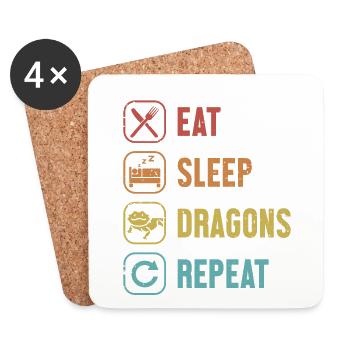 Eat Sleep Dragons Repeat Pogona Pet Lizard - Coasters (set of 4) - white - Front