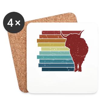 Retro Highland vache éleveur de bovins écossais - Dessous de verre (lot de 4) - blanc - Devant