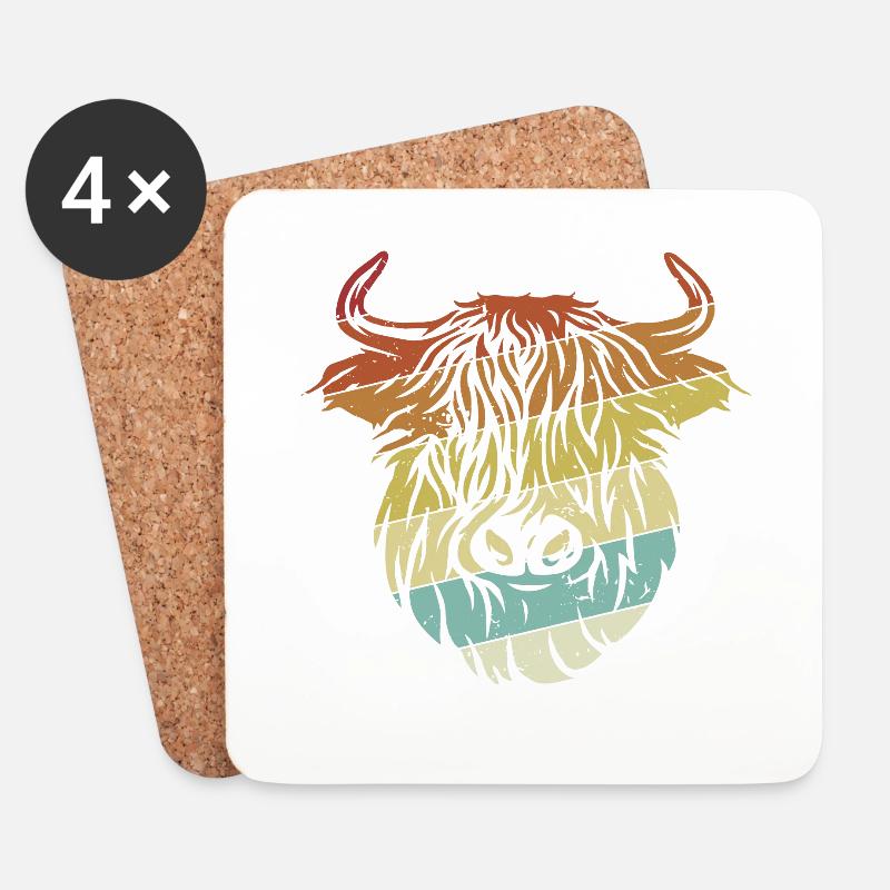 Retro Highland Kuh Highland Färse Züchter - Untersetzer (4er-Set) - Weiß