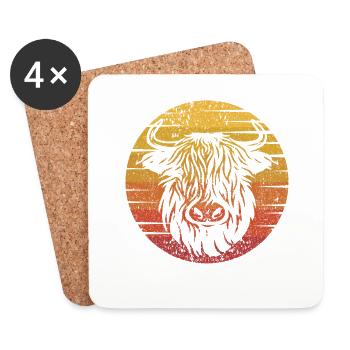 Retro Highland Kuh Highland Färse Züchter - Untersetzer (4er-Set) - Weiß - Vorne