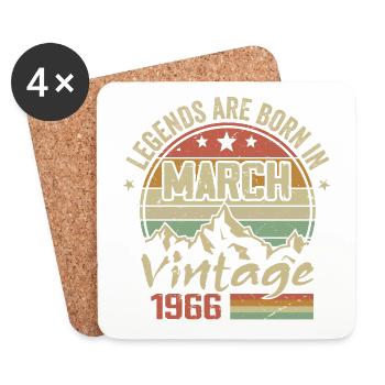 Les Légendes Sont Nées En Mars 1966 Cadeau Vintage - Dessous de verre (lot de 4) - blanc - Devant