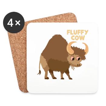 Fluffy Cow Buffalo American Bison Bovinae Lover - Coasters (set of 4) - white - Front