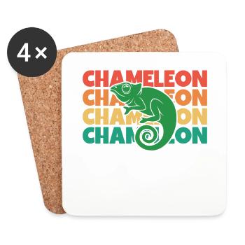 Chameleon Rétro Texte Panthère Voilée - Dessous de verre (lot de 4) - blanc - Devant