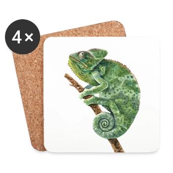 Panthère voilée Chamaeleonidae amant Caméléon - Dessous de verre (lot de 4) - blanc - Devant