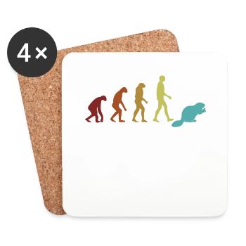 Beaver Evolution Castor Canadensis Nordamerika - Untersetzer (4er-Set) - Weiß - Vorne