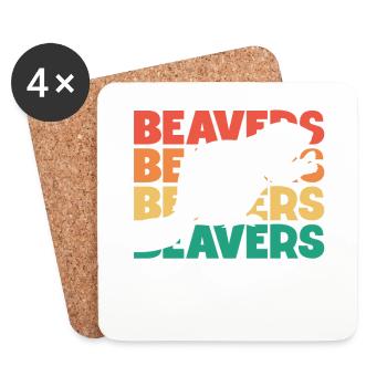 Castors Retro Text Castor Canadensis North - Dessous de verre (lot de 4) - blanc - Devant