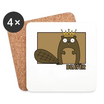 Beaver Doodle Chinois Hanzi Eurasien Nord - Dessous de verre (lot de 4) - blanc - Devant
