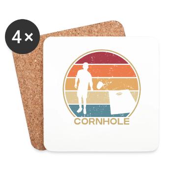 Retro Bean Bag Jeu Planches Professionnel Cornhole - Dessous de verre (lot de 4) - blanc - Devant