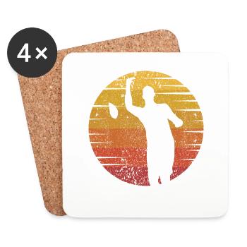 Retro Planches Bean Bag Game Professionnel Cornhole - Dessous de verre (lot de 4) - blanc - Devant