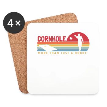 Cornhole plus qu’un passe-temps Sacs de haricots Plateaux de jeu - Dessous de verre (lot de 4) - blanc - Devant
