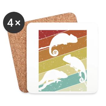Panthère voilée rétro Chamaeleonidae amoureuse - Dessous de verre (lot de 4) - blanc - Devant