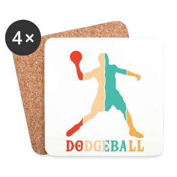 Joueur de jeu d’équipe Prisonball rétro - Dessous de verre (lot de 4) - blanc - Devant